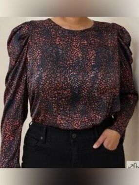 Torrid Satin Mock Neck Puff Sleeve Top Animal Print Size 2 2X NWT